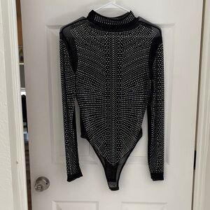Black Studded Women's bodysuit